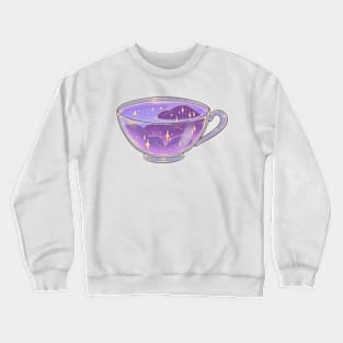 Black background magical soft night clouds tea cup sticker Crewneck Sweatshirt